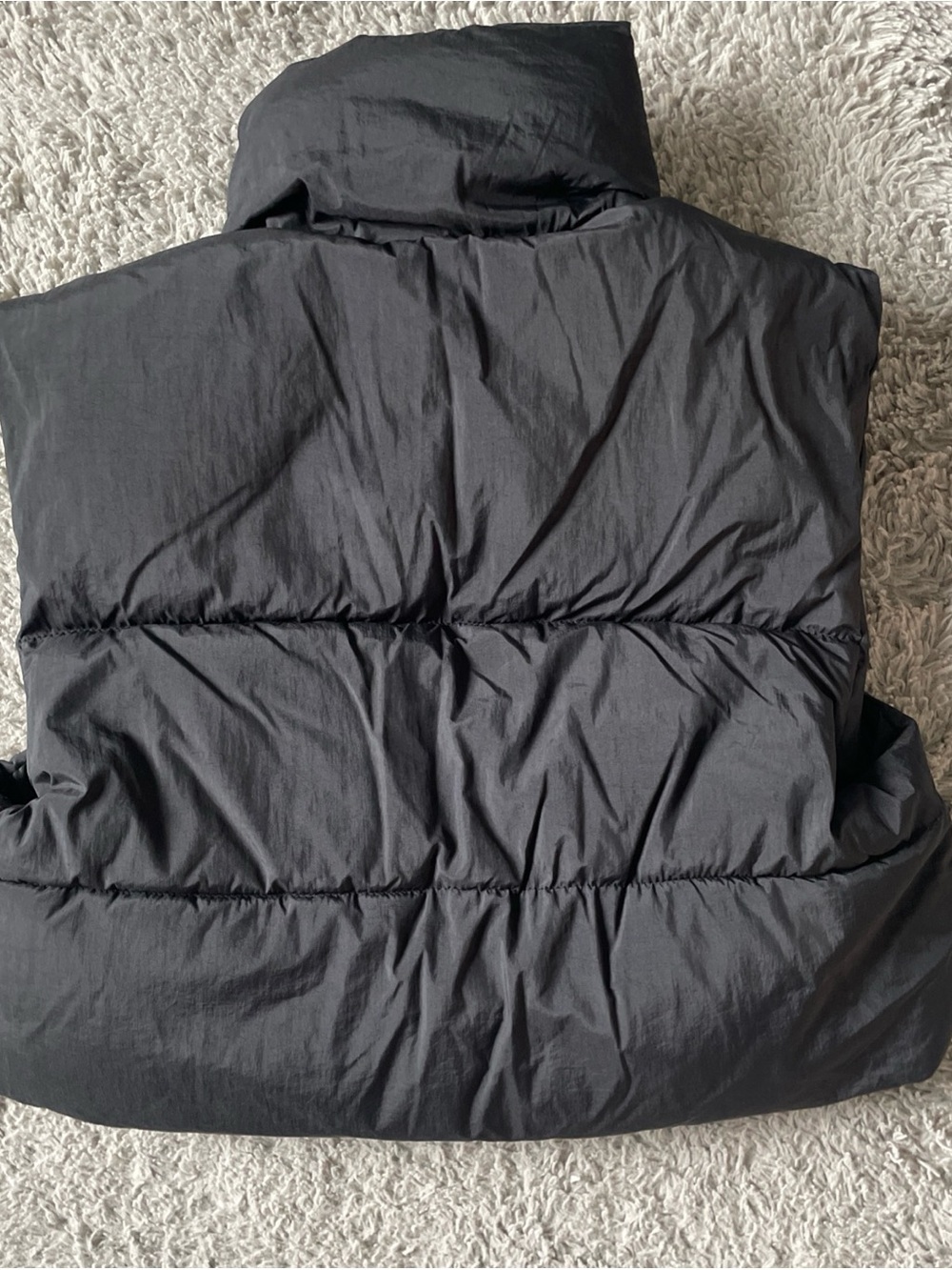 Women’s Puffer Crop Vest High Neck Black Zip Up Sz S - Picture 6 of 8